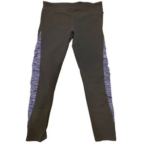 Fabletics Gray Athletic Leggings‎ Purple Accent Activewear Workout Pants S